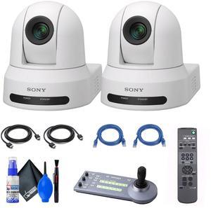 2x Sony SRG-X40UH PTZ Camera (White) + RM-IP10 IP Remote Controller + Cables