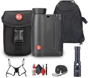 Leica 7x24 Rangemaster CRF-R  Durable Compact Weather-Resistant Laser Rangefinder - Bundle