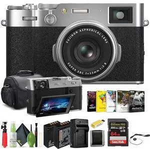 FUJIFILM X100VI Digital Camera (Silver) (16821822) + 64GB Card + Advanced Bundle