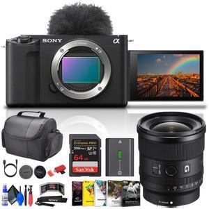 Sony ZV-E1 Mirrorless Camera (Black) + 20mm Lens + 64GB Card + Photo Software