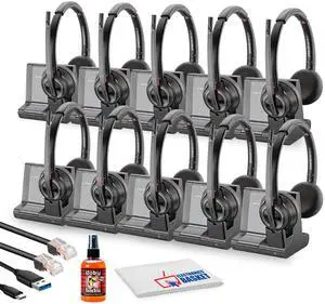 10x Poly Savi 8220 Office Wireless DECT Headset System Bundle