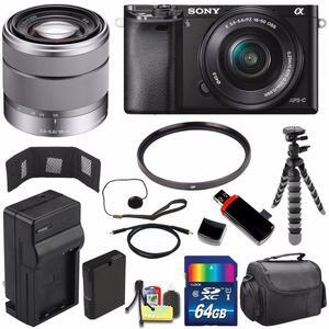 Sony Alpha a6000 Mirrorless Digital Camera with 16-50mm Lens (Black) + Sony SEL 1855 18-55mm Zoom Lens + 64GB Bundle 12