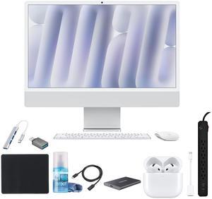 Apple iMac 24" M4 8-Core CPU 16Gb 256Gb SSD -  Silver + 6-Outlet Surge Protector + Samsung - T7 1TB External USB 3.2 Gen 2 Portable SSD + Apple AirPods 4 + More