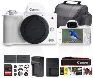 Canon EOS Kiss M / M50 Mirrorless Camera (White) With Accessories Bundle