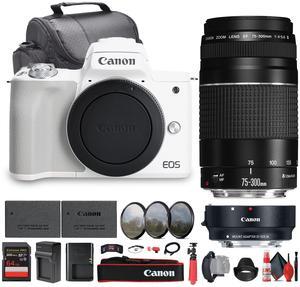 Canon EOS Kiss M / M50 Mirrorless Camera (White) With Accessories Bundle