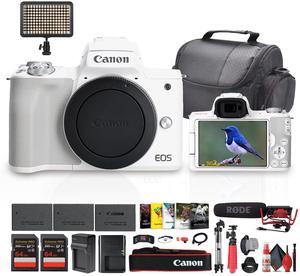 Canon EOS Kiss M / M50 Mirrorless Camera (White) With Accessories Bundle