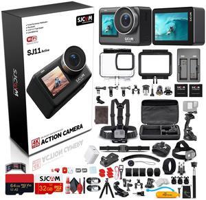 SJCAM SJ11 Active 4K Dual Touchscreen Action Camera Accessory Bundle