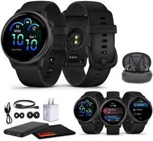 Garmin Vivoactive 6 Smartwatch Slate with Black Silicone Band Bundle