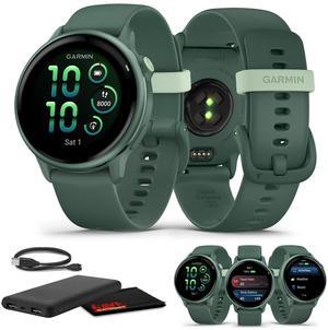 Garmin Vivoactive 6 Fitness GPS Smartwatch Metallic Jasper Green with Green Band