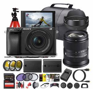 Sony a6100 Mirrorless Camera with 16-50mm f/3.5-5.6 II Lens + Sigma 18-50mm Lens - Bundle