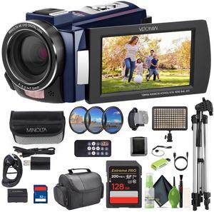 Minolta MN4K25NV 4K Ultra HD 30 MP Night Vision Camcorder (MN4K25NV-W-BL) Bundle