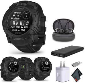Garmin Instinct 3, 50mm, Solar, Tactical Edition, Air Pro TWS Wireless EarBuds, Bundle