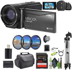 Minolta MN4K300WP 4K Ultra HD / 56 MP Waterproof Camcorder - Black - Bundle