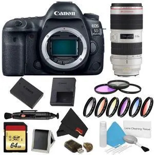 Canon EOS 5D Mark IV DSLR Camera (Body Only) 9 Piece Filter & Memory Kit w/ 70-200mm 2.8L USM is II Lens - International