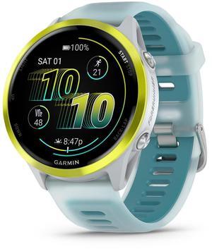 Garmin® Forerunner® 570, 47mm, Advanced GPS Running and Triathlon Smartwatch, AMOLED Display, Training and Recovery Features, Amp Yellow Aluminum with Translucent Whitestone/Turquoise Band