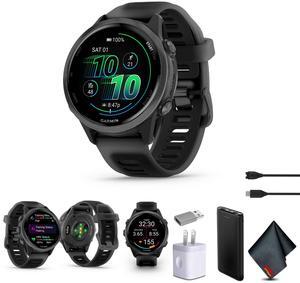 Garmin Forerunner 570 Running Smartwatch, 42MM WiFi, GPS Fitness Smart Watch For Men And Women, Slate Gray Aluminum with Translucent Black/Black Band, Bundle