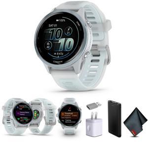 Garmin Forerunner 570 Running Smartwatch, 42MM WiFi, GPS Fitness Smart Watch For Men And Women, Cloud Blue Aluminum with Translucent Whitestone/Cloud Blue Band, Bundle