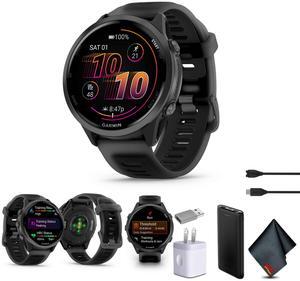 Garmin Forerunner 570 Running Smartwatch, 47MM WiFi, GPS Fitness Smart Watch For Men And Women, Slate Gray Aluminum with Translucent Black/Black Band , Bundle
