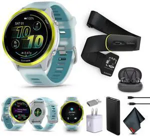 Garmin Forerunner 570  47MM, Amp Yellow Aluminum with Translucent Whitestone/Turquoise Band , Air Pro TWS EarBuds