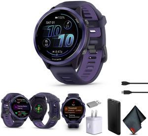 Garmin Forerunner 570 Running Smartwatch, 47MM WiFi, GPS Fitness Smart Watch For Men And Women, Indigo Aluminum with Translucent Imperial Purple/Indigo Band, Bundle