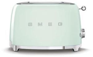 SMEG 2 Slice Toaster with 6 Presets and Defrost Function and Removable Crumb Tray TSF01PGUS, Pastel Green
