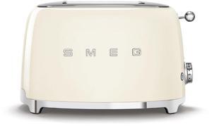SMEG 2 Slice Toaster with 6 Presets and Defrost Function and Removable Crumb Tray (Cream)