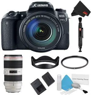 Canon EOS 77D DSLR Camera with 18-135mm Lens Bundle + Bonus 70-200mm Lens (Intl Model)