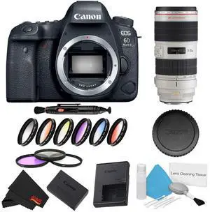 Canon EOS 6D Mark II DSLR Camera (Body Only) 9 Piece Filter Bundle + Bonus Canon EF 70-200mm f/2.8L IS II USM Lens - Intl Model