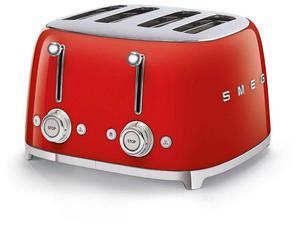 Smeg 50's Style Retro Aesthetic 4 Slice Toaster 6 Presets Extra Wide Slots Red TSF03RDUS
