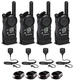 4 x Motorola CLS1410 UHF 1 W 4-Channel 2-Way Radio  - 4 Pack With Mic Bundle