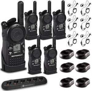 6 x Motorola CLS1110 UHF 1W 1-Channel 2-Way Radio - 6 Pack With Mics Bundle