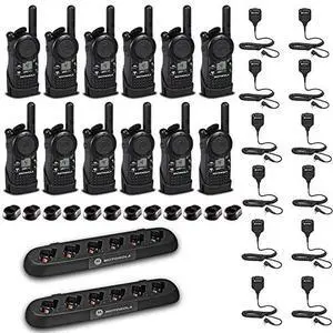 12 x Motorola CLS1410 UHF 1 W 4-Channel 2-Way Radio  - 12 Pack With Mics Bundle