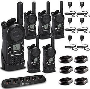 6 x Motorola CLS1410 UHF 1 W 4-Channel 2-Way Radio  - 6 Pack With Mics Bundle