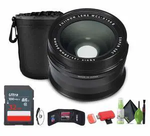 FUJIFILM WCL-X100 II Wide Conversion Lens (Black), 32GB Memory Card, Bundle
