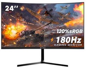 CRUA 24 Curved Gaming Monitor, 180Hz/144Hz FHD 1080P, Support 120% sRGB, AMD FreeSync, Low Motion Blur, Wall Mount Installs Compatible, for Office and Games(HDMI 1.4 & DP 1.2) - Black
