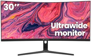 CRUA 30Inch Ultrawide Curved Monitor, 21:9 WFHD(2560x1080P) VA Computer Monitor, 99% sRGB 100HZ 1500R PC Monitors Support FreeSync, Wall-Mounted, with HDMI/DP Display Port-Black