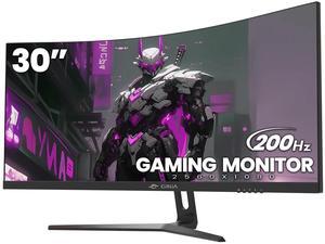 CRUA 30" Curved Gaming Monitor, 165Hz/200Hz Computer Monitor, WFHD(2560 * 1080P) 1500R VA Screen, 120% sRGB PC Monitors Support AMD FreeSync, Wall Mount Install(HDMI, DP)- Black