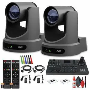 2 x PTZOptics Move SE PTZ Camera with 30x Optical Zoom (PT30X-SE-GY-G3) + SuperJoy PTZ Camera Controller