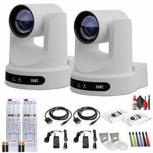 2 x PTZOptics Move SE PTZ Camera with 20x Optical Zoom (White) (PT20X-SE-WH-G3) + 2 x Wall Mount