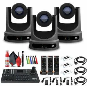 3 x PTZOptics Move SE PTZ Camera with 20x Optical Zoom (PT20X-SE-GY-G3) + SuperJoy PTZ Camera Controller