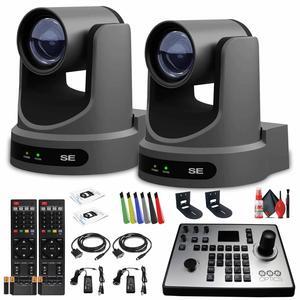 2 x PTZOptics Move SE PTZ Camera with 30x Optical Zoom (PT30X-SE-GY-G3) + PT-JOY-G4 Controller + 2 x Wall Mount