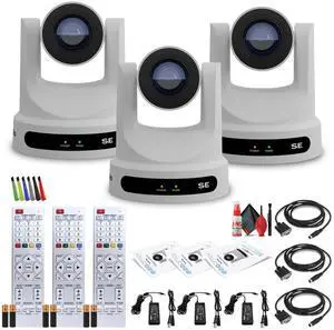 3 x PTZOptics Move SE PTZ Camera with 20x Optical Zoom (White) (PT20X-SE-WH-G3)