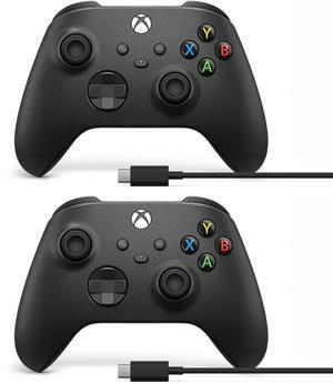 Microsoft Xbox Wireless Controller w/USB-C Cable for PC, Carbon Black, 1V8-00001 (2-Pack)