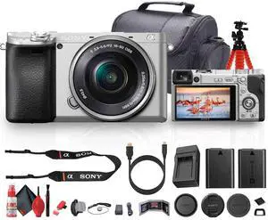 Sony a6400 Mirrorless Camera with 16-50mm f/3.5-5.6 II Lens (Silver) - Bundle