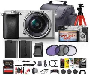 Sony a6400 Mirrorless Camera with 16-50mm f/3.5-5.6 II Lens (Silver) - Bundle