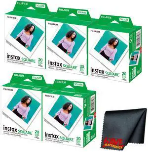 Fujifilm instax SQUARE Instant Film (100 Exposures) + Microfiber Cleaning Cloth