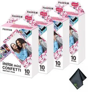 4xFUJIFILM INSTAX MINI Confetti Instant Film (10 Exposures), Microfiber Cleaning Cloth, Bundle