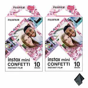 2xFUJIFILM INSTAX MINI Confetti Instant Film (10 Exposures), Microfiber Cleaning Cloth, Bundle