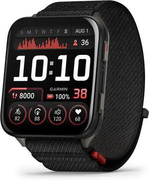Garmin® Venu® X1, Thin and Lightweight GPS Smartwatch, AMOLED Display, Advanced Health and Fitness Features, Black with Slate Titanium Caseback and Black ComfortFit Nylon Band