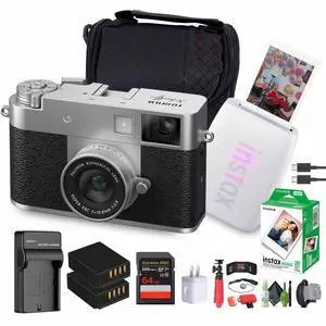 FUJIFILM X Digital Camera (Silver), MINI LINK 3 Smartphone Printer(Clay White)